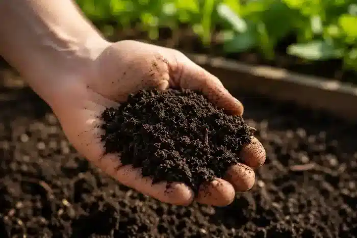 Main tenant uErde noire de Garten riche und humide