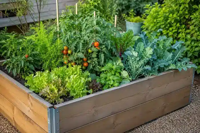 Sicherer Gemüsegarten im Hochbeet, getrennt vom vorhandenen Boden
